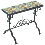 iron accent table bronze cactus vupad tile top ocean wave mosaic black outdoor wicker coffee with glass headboards and white linens target kitchen ginger jar lamps pier one 150x150