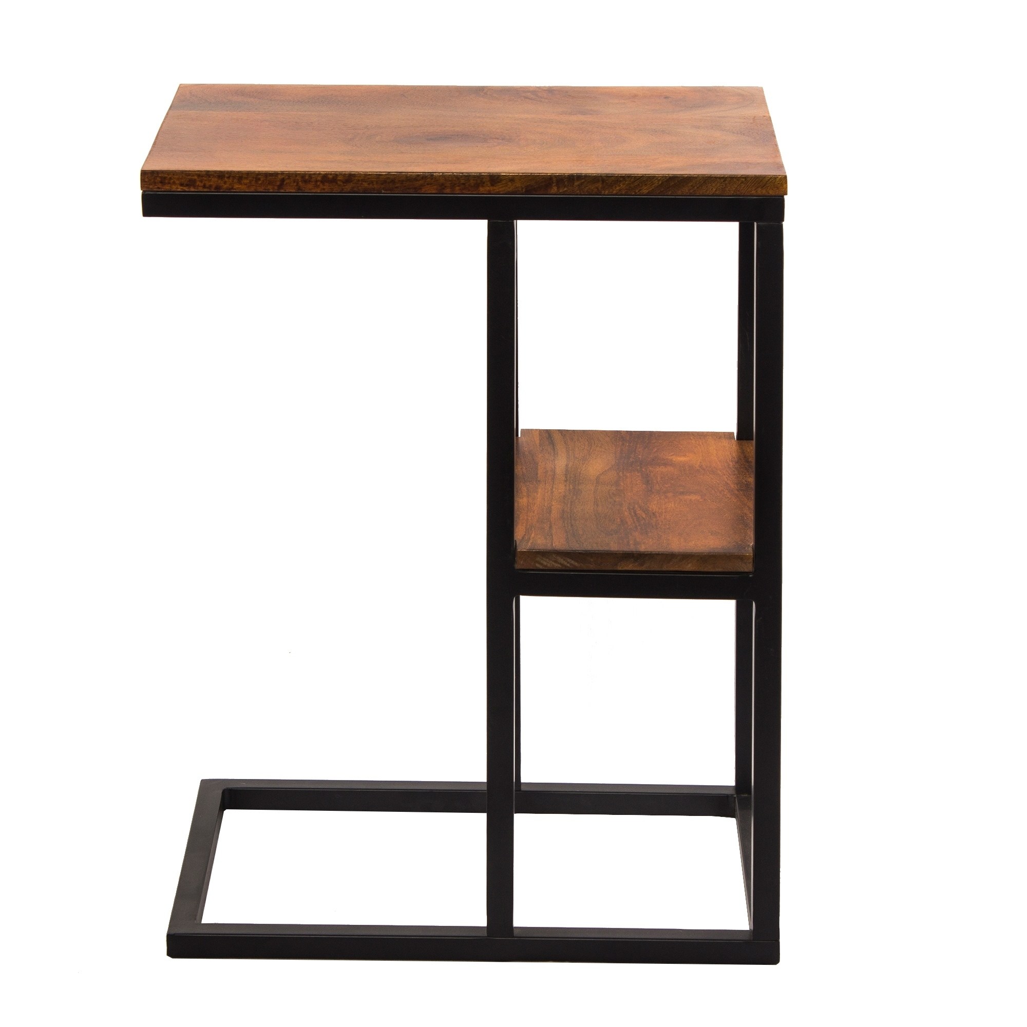 iron framed mango wood accent table with lower shelf brown free shipping today colorful lamps pretty round tablecloths bath wedding registry olive green side oblong tablecloth
