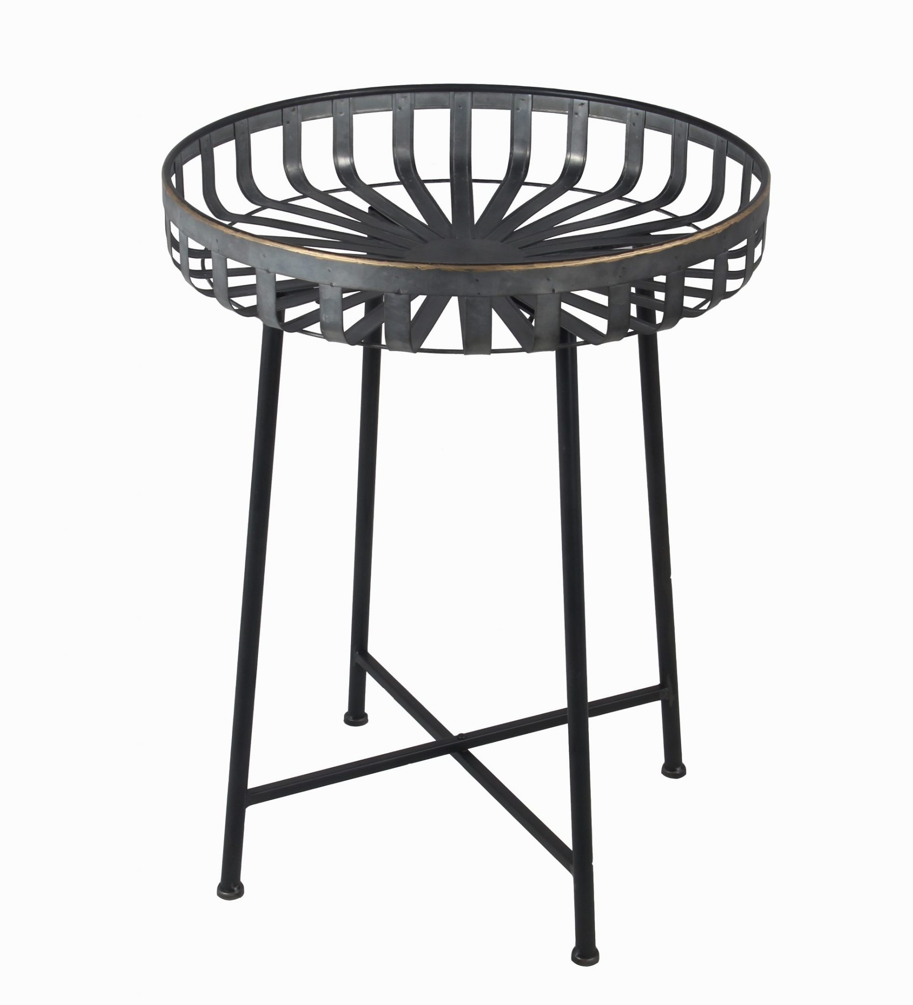 iron round accent table galvinized color with finish black imitation furniture chair covers for outdoor high top patio umbrella pads target ethan allen bar height coffee metal