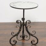 italian wrought iron pedestal side table with antique mirror top abp custom master patio accent circa for futon mattress covers outdoor folding small hallway console black corner 150x150
