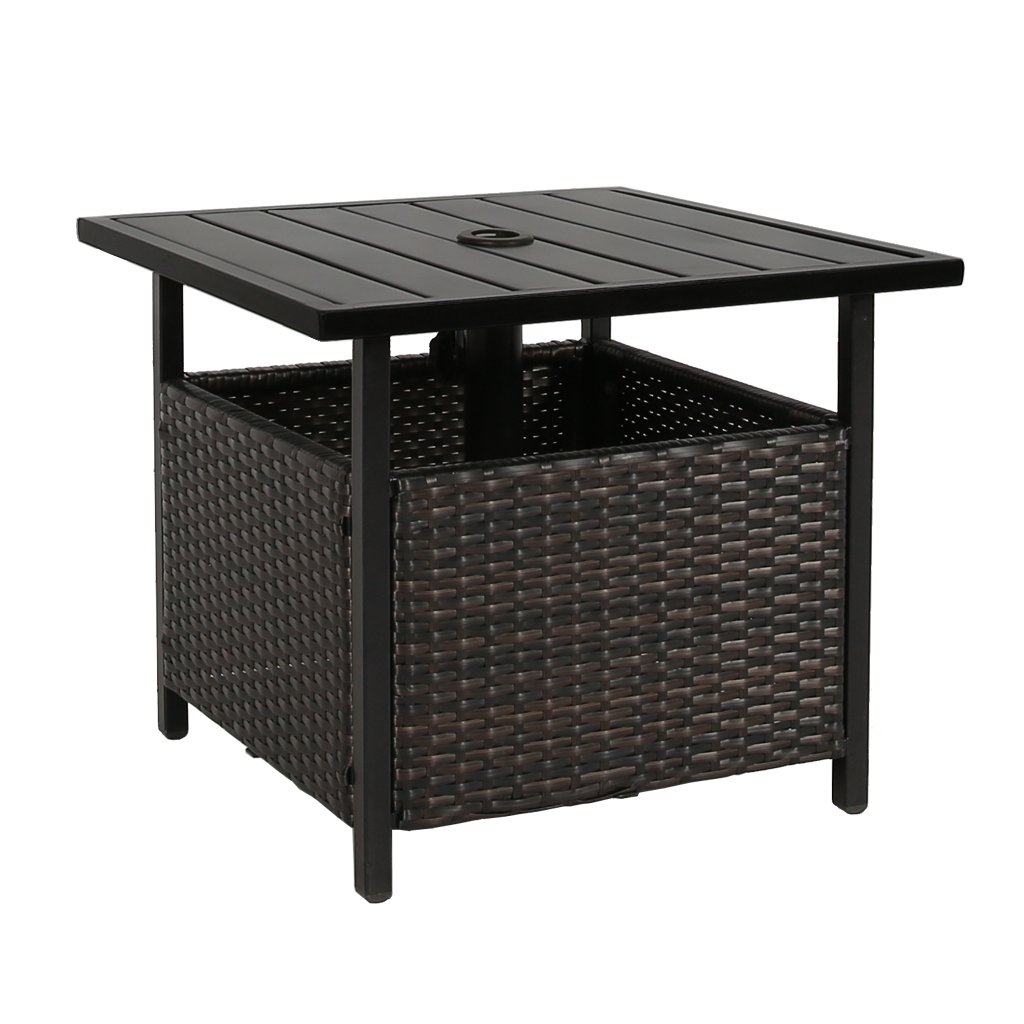 iwicker patio wicker umbrella side table stand outdoor gray bistro with hole garden chrome desk legs dining ikea chairs breakfast bar and stools changing dimensions inexpensive