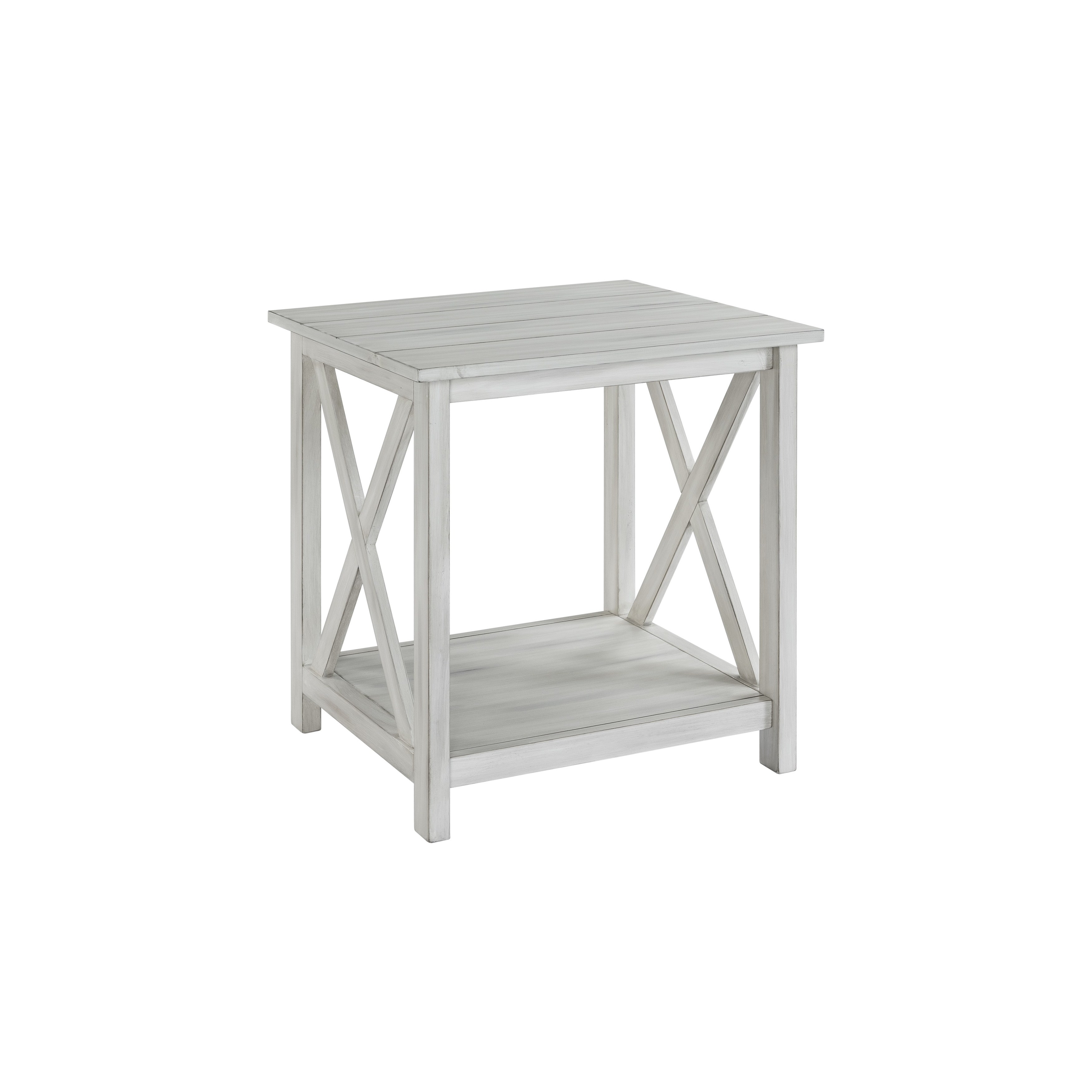 jamestown distressed white wood end table free shipping today grey quatrefoil with mirror accent folding dining set antique rectangular lanterns square fall tablecloth pedestal