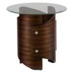 jofran waterville walnut glass top end table with stainless steel products color accent walnutglass inexpensive side tables retro style sofa small half moon entry elephant 150x150