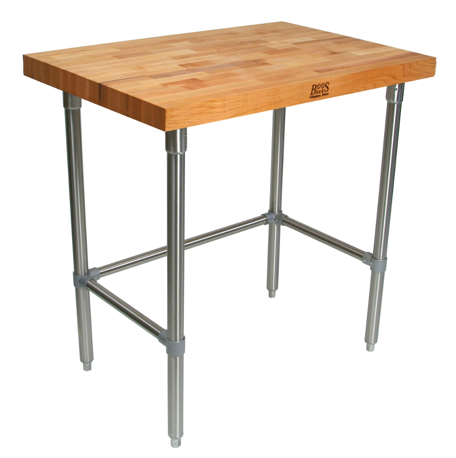 john boos butcher block table kitchen tables tnb counter height accent blended maple baker stainless steel base wooden frog instrument antique marble top pottery barn gallery