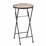 joveco hand painted style multicolor artscape accent table plant stand glass top round side foldable owl garden outdoor microwave target farmhouse coffee metal legs concealment 150x150