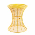 joveco round metal iron wire structure curved side table end adeco accent spiral yellow garden blue tablecloth faux leather furniture ikea childrens storage units small black wood 150x150