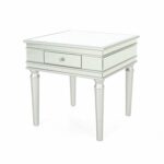 joyce modern mirrored accent table with drawer tempered white drawers glass silver firwood frame kitchen dining real marble coffee house and home decorating three hexagon small 150x150