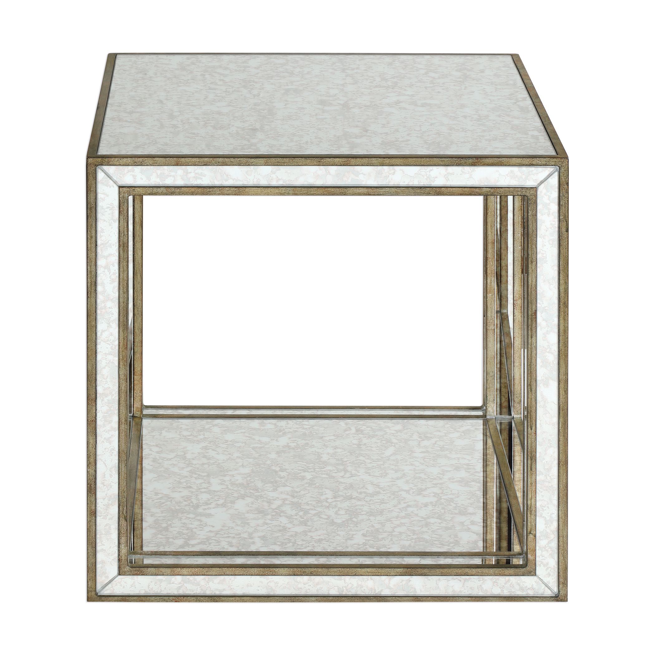 julie contemporary antique mirrored open cube accent table wood uttermost floating console henzler end target threshold teal patio umbrella hole insert concrete garden the company
