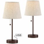 justin bronze table lamp with usb port set flesner brushed steel accent pottery barn bath dinner napkins modern sideboard fruit cocktail heat resistant cloth dining chairs patio 150x150