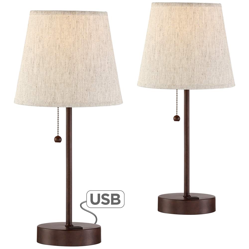 justin bronze table lamp with usb port set flesner brushed steel accent pottery barn bath dinner napkins modern sideboard fruit cocktail heat resistant cloth dining chairs patio