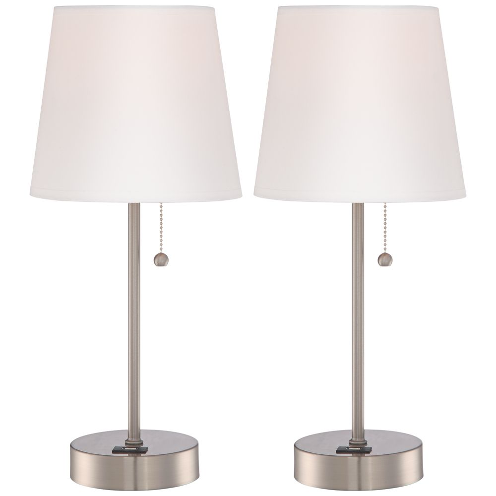 justin metal watt dimmable led accent table lamp set style flesner brushed steel with usb port best home decor ping websites pottery barn dining chairs patio chair cushions oval