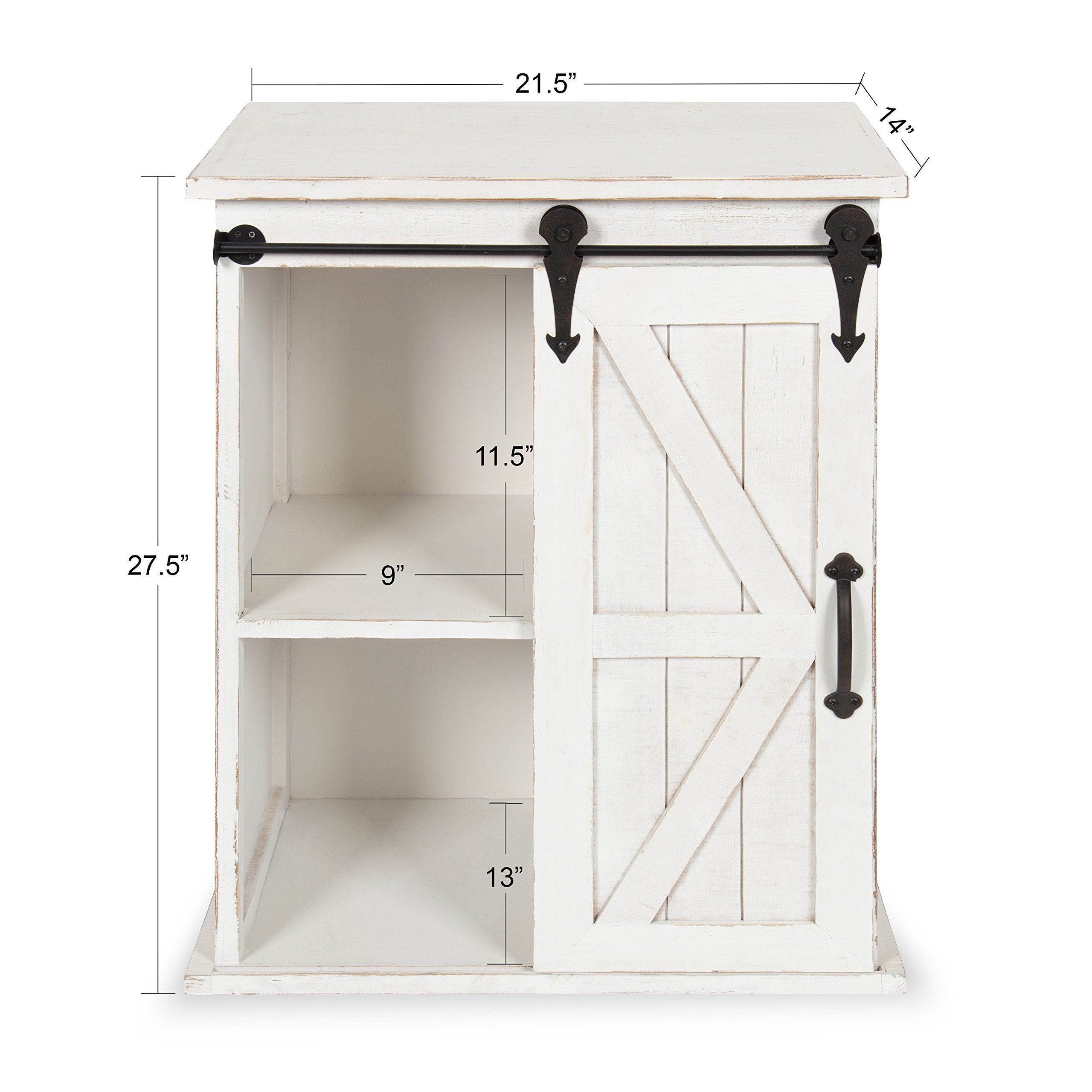 kate and laurel cates wooden freestanding storage cabinet side accent table with sliding barn door antique white click for more details coffee lamp attached small furniture legs