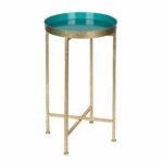 kate and laurel celia round metal foldable tray accent table teal medium gold olympia furniture bar dining set custom tables west elm arc lamp small wooden mirror frame white 150x150