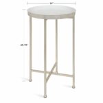 kate and laurel celia round metal foldable tray accent table white with silver base kitchen dining christmas tablecloth runner sets tall bistro chairs indoor drum set cymbals 150x150