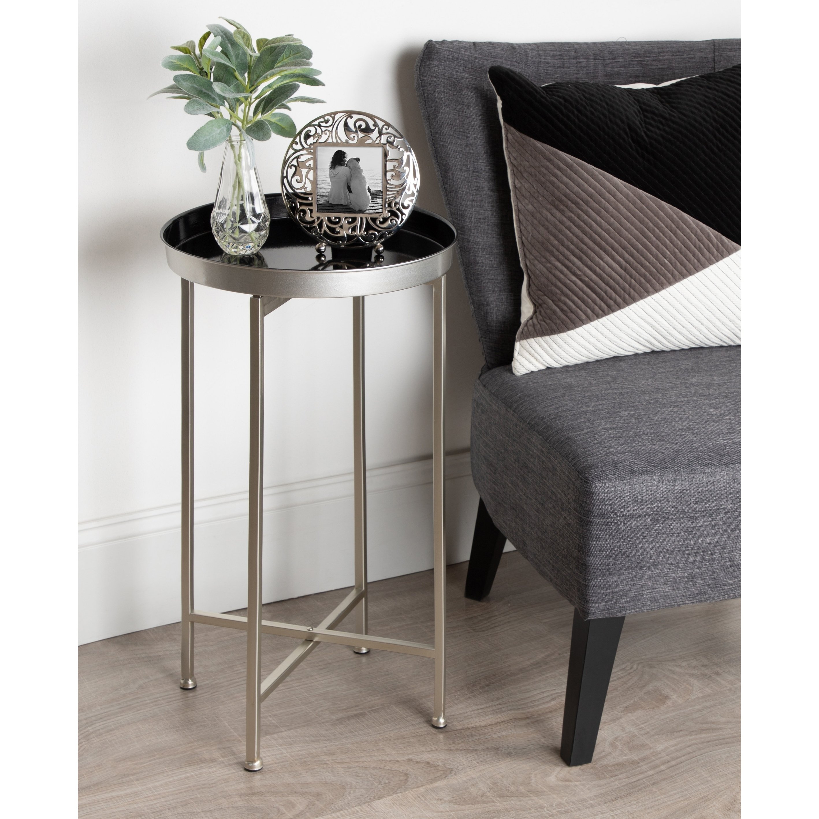 kate and laurel celia round metal foldable tray accent table with best computer desk handmade wood end tables ikea occasional curio farmhouse bench home library furniture coffee
