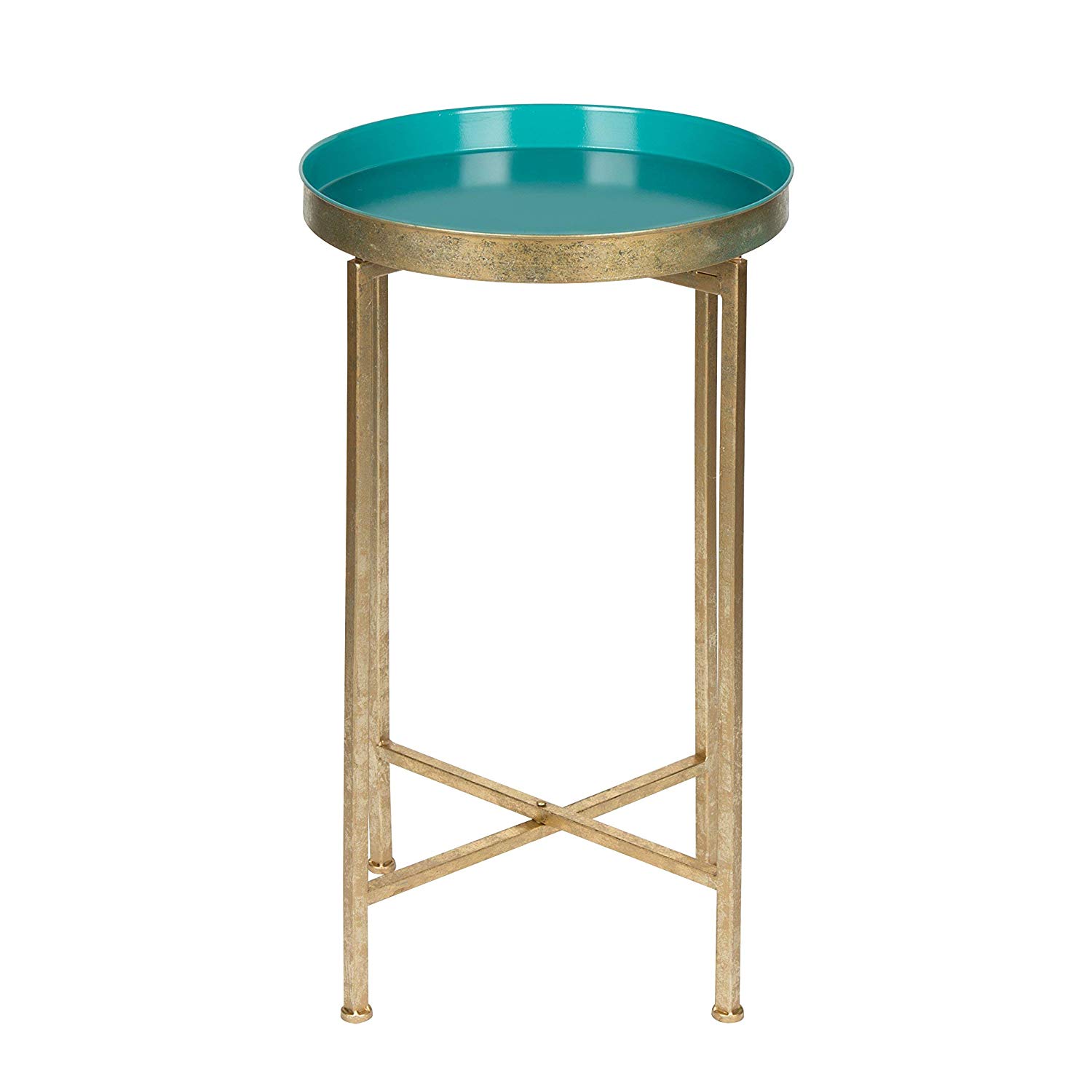 kate and laurel celia round metal foldable tray accent table with teal gold kitchen dining gallerie pillows mirror company living room lamp sets retro bedroom furniture half