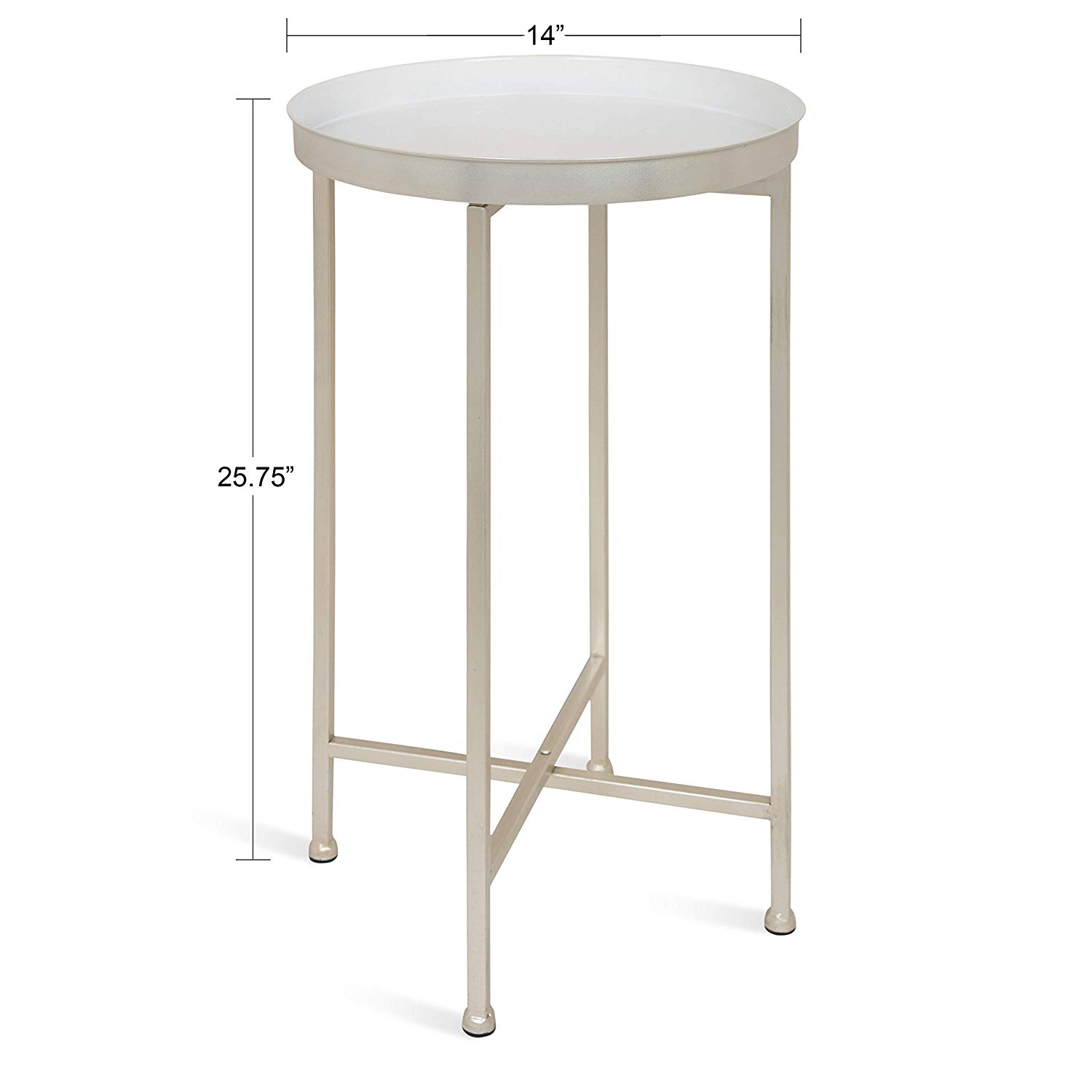 kate and laurel celia round metal foldable tray iron accent table white with silver base kitchen dining high bedside interior ideas christmas tree storage box deck cymbal bag