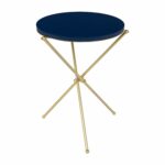 kate and laurel emellyn modern luxe folding side accent wood top table with round painted wooden metal tripod legs navy blue gold inch diameter small nate berkus bedding red lamp 150x150