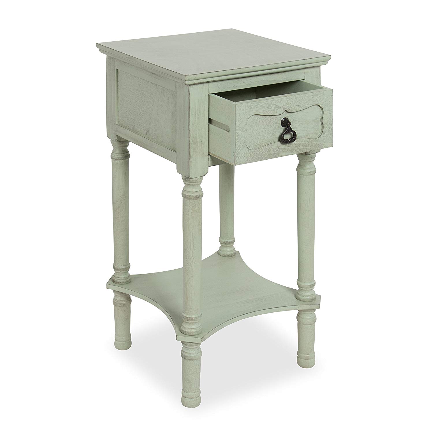 kate and laurel marcella classic nightstand side end carmen metal accent table with drawer lower shelf vintage pastel green kitchen dining furniture behind sofa person bar height