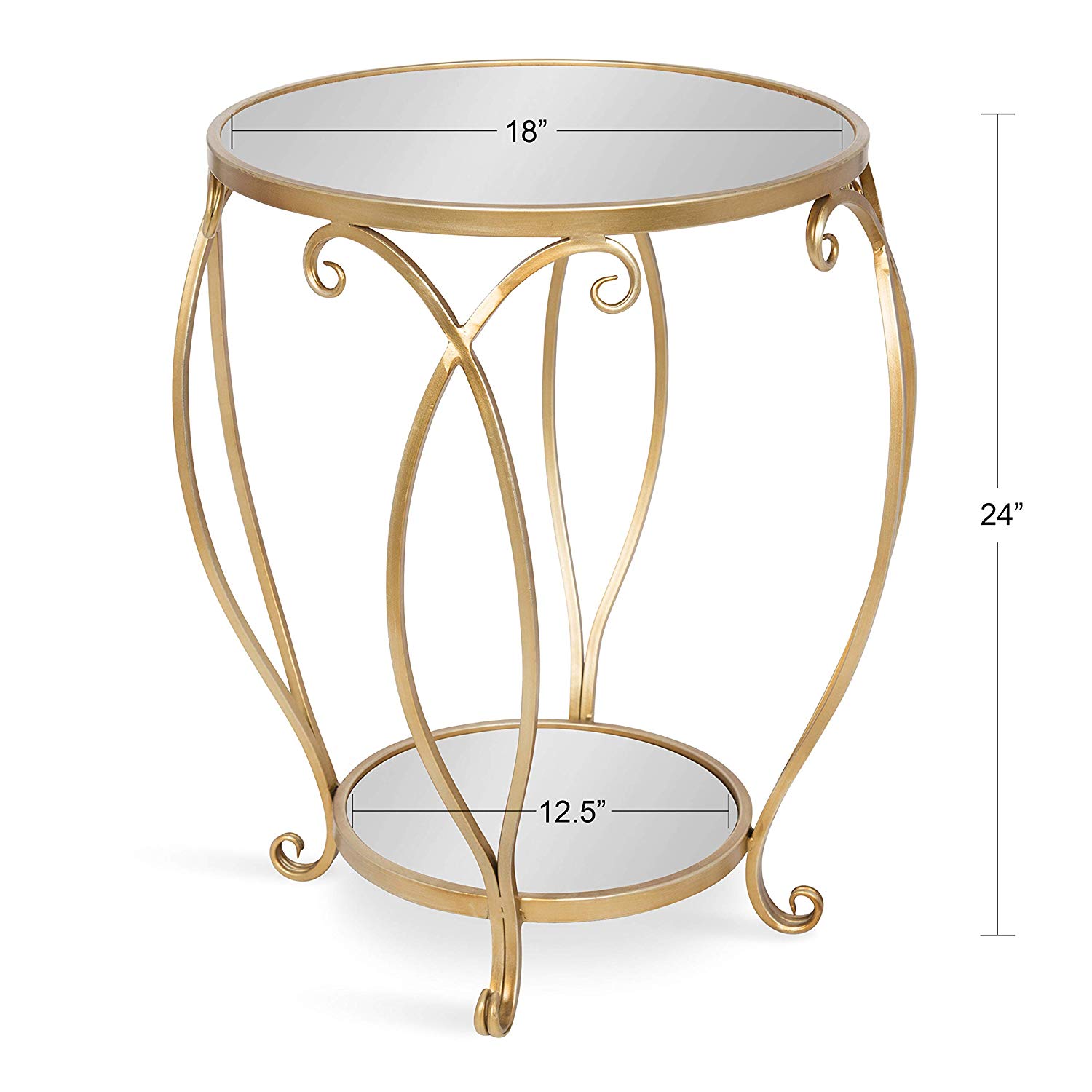 kate and laurel marilisa modern luxe round mirrored clarissa metal accent table with shelf gold kitchen dining skinny glass tiffany stained lamp outdoor occasional tables antique