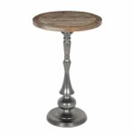 kate and laurel regina round metal wood pedestal accent table silver brown wicker coffee lucite acrylic ikea chest drawers unique desk lamps top legs modern outdoor nic small 150x150