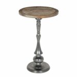 kate and laurel regina round metal wood pedestal accent table silver end tables free shipping today standard folding size rectangle tablecloth sizes tall bedside with drawers 150x150