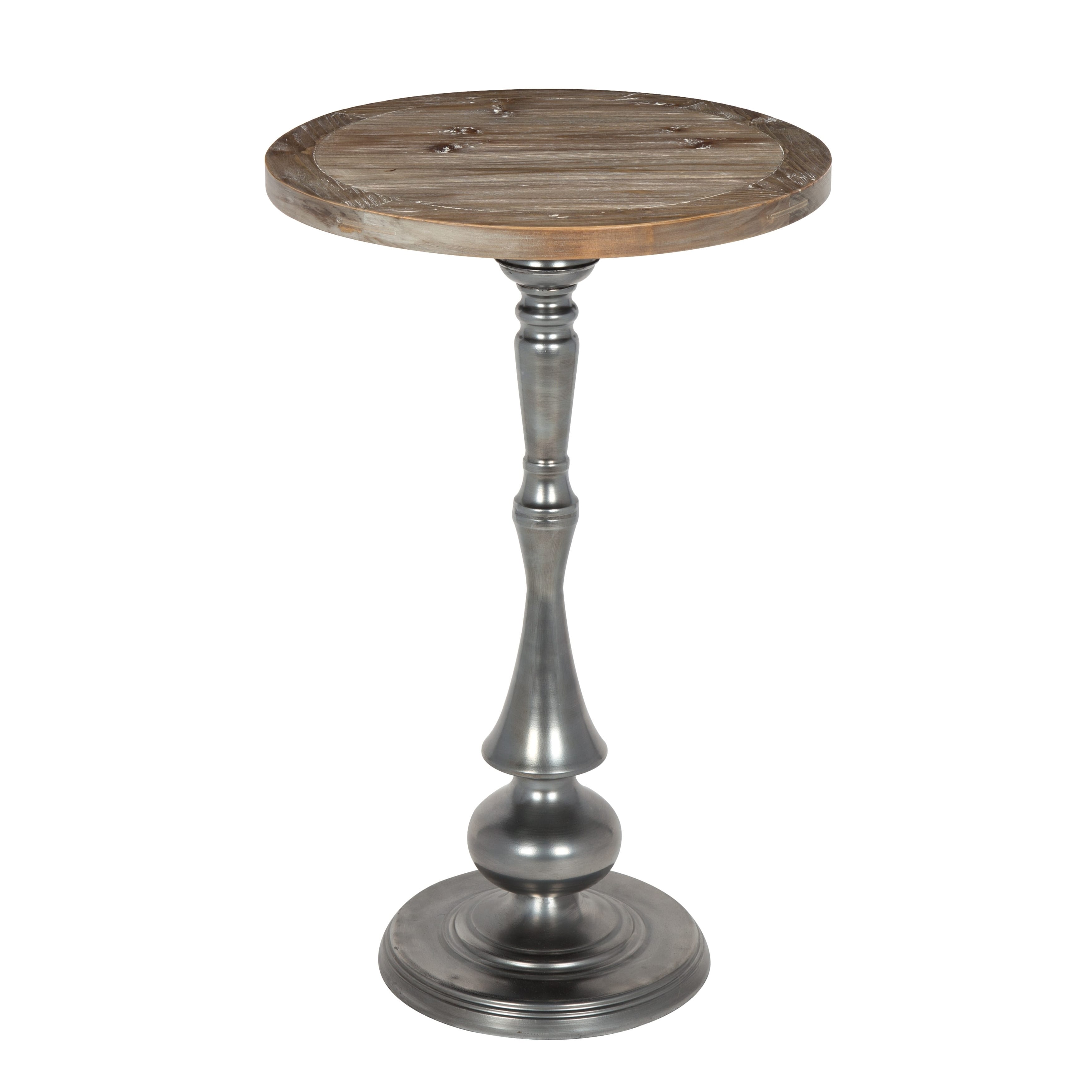 kate and laurel regina round metal wood pedestal accent table silver end tables free shipping today standard folding size rectangle tablecloth sizes tall bedside with drawers