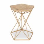 kate and laurel ulane metal side accent table with natural wood top rose gold home kitchen decorative nautical lanterns inch round linen tablecloth dark marble coffee polyester 150x150