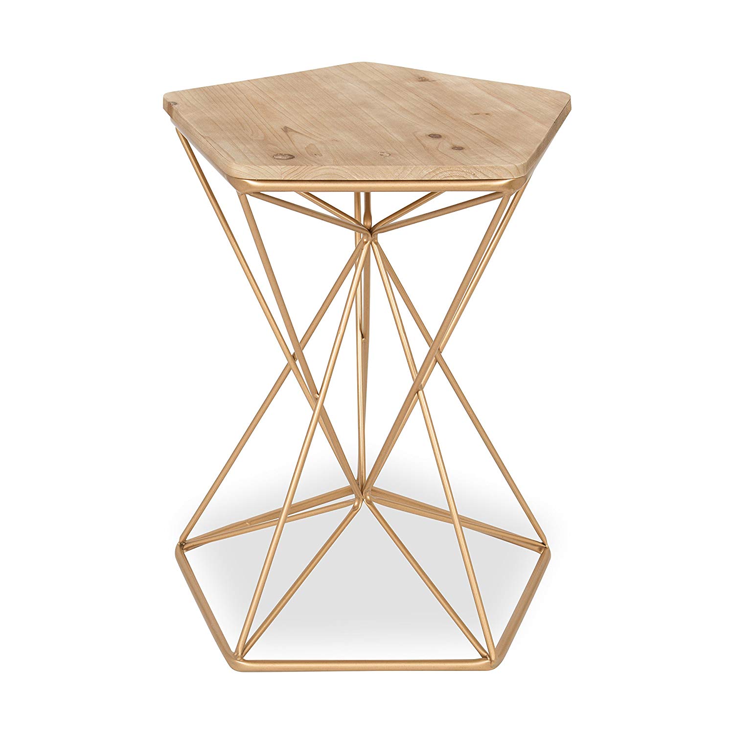 kate and laurel ulane metal side accent table with natural wood top rose gold home kitchen decorative nautical lanterns inch round linen tablecloth dark marble coffee polyester