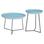 kate modern round blue ceramic top metal outdoor side end table product kathy kuo home black coffee west elm peggy stackable plastic tables ikea kids storage boxes dining room 150x150
