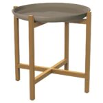 kate modern round taupe ceramic top teak outdoor side end table product accent kathy kuo home black and silver rug rattan patchwork affordable decor furniture tables reclining 150x150
