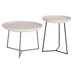 kate modern round white ceramic top metal outdoor side end table product kathy kuo home brass glass teak garden furniture barn door dining room hampton bay piece coffee set 150x150