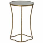 kathy kuo home clarissa hollywood regency antique mirror metal accent table gold leaf side kitchen dining office floor lamps trestle supports console tables pulaski sofa mid 150x150