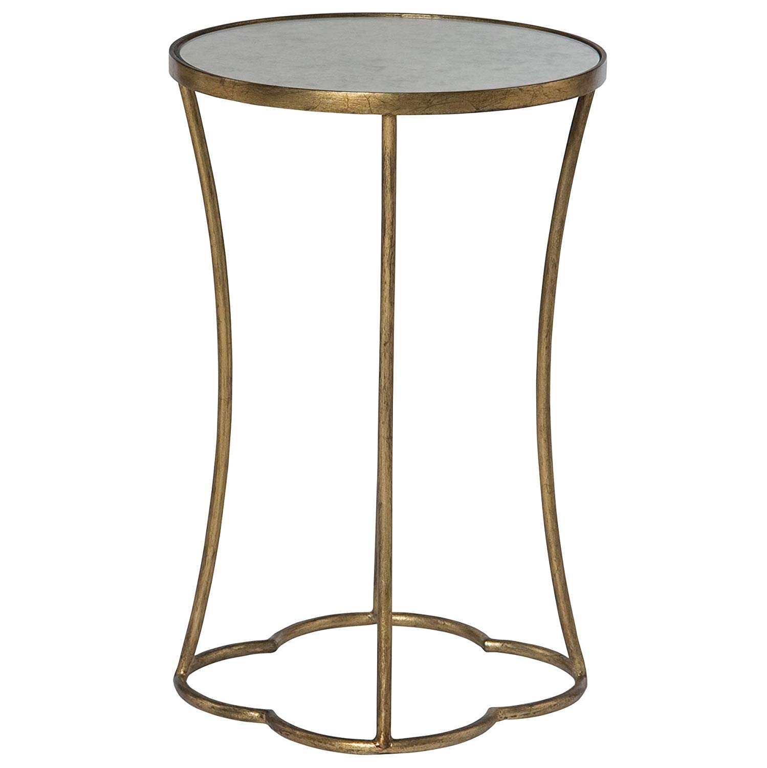 kathy kuo home clarissa hollywood regency antique mirror metal accent table gold leaf side kitchen dining office floor lamps trestle supports console tables pulaski sofa mid