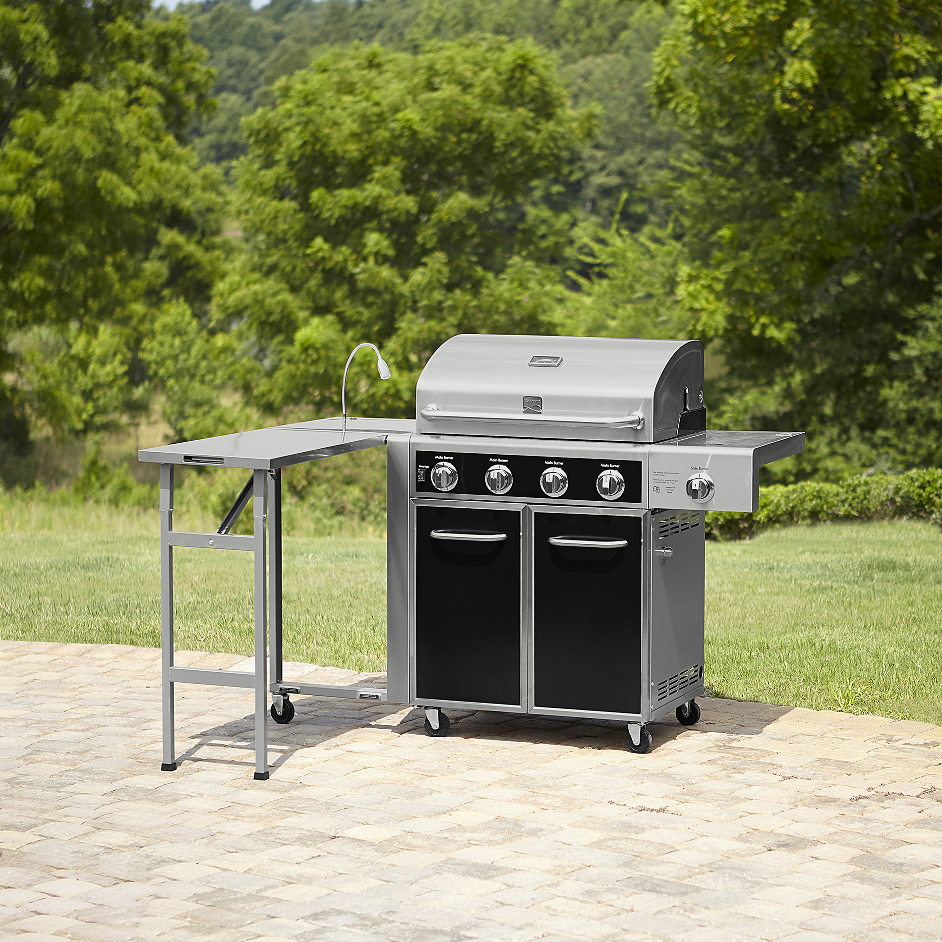 kenmore burner dual fuel gas grill with folding side table and led spin prod outdoor for bbq prep light limited availability your way ping earn points blue end tables living room