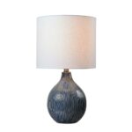 kenroy home intaglio blue accent lamp with white linen shade distressed ceramic finish table lamps patio furniture dining sets drawer end target red round side narrow entryway 150x150