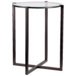 kenroy home lodin satin bronze clear tempered glass round accent table christmas tablecloth and runner unusual ceiling lights end marble patio nic set bunnings furniture swivel 150x150