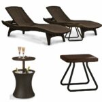 keter pacific outdoor patio pool lounger and side table beverage cooler brown set with cool bar rattan style heavy duty red round tablecloth dining room chair sets hammered end 150x150