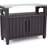 keter unity indoor outdoor entertainment bbq storage sideboard table prep station serving cart with metal top brown garden mission style lamps large wall clocks wine cabinet 150x150