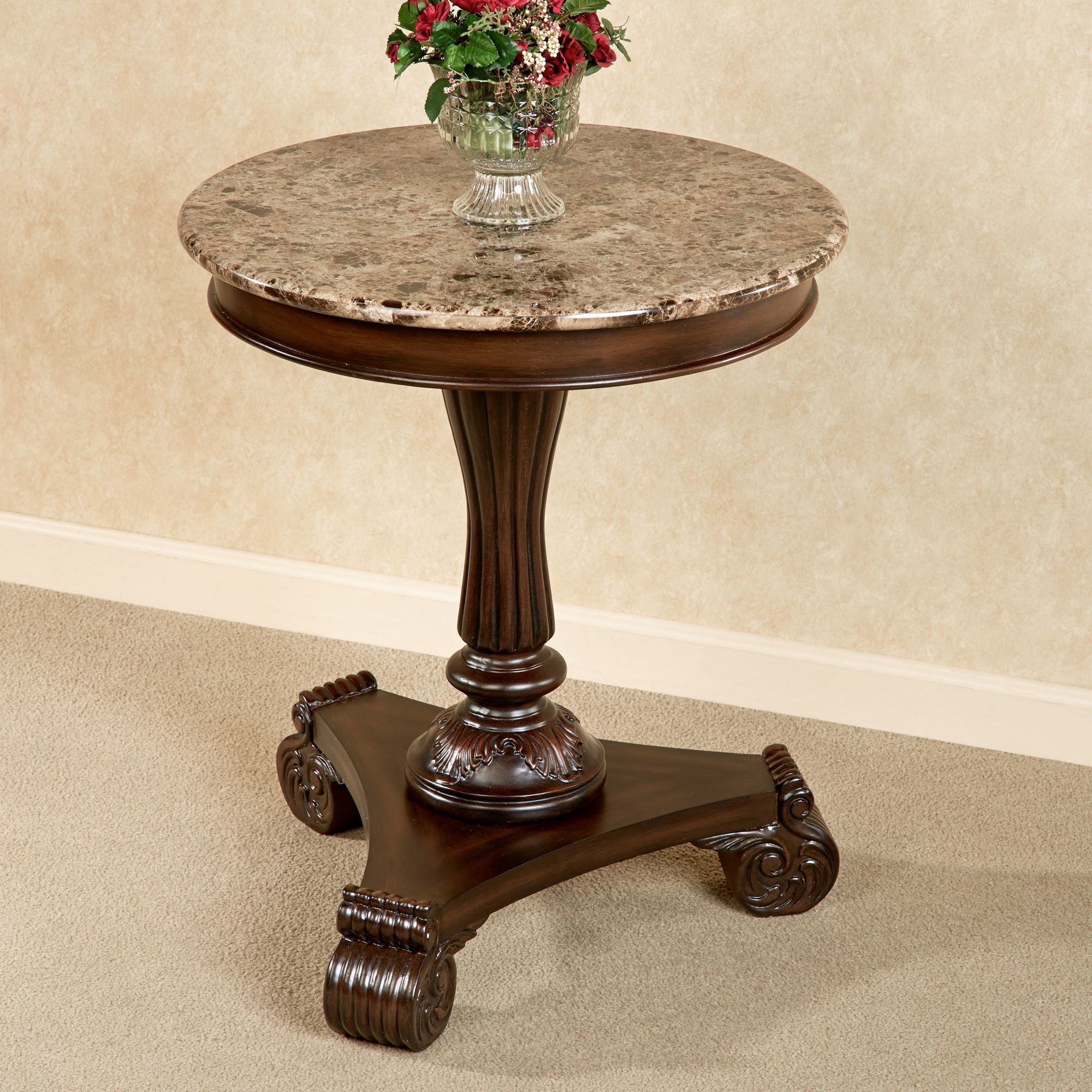 killian marble top round accent table touch zoom heaters telephone and seat foyer furniture pieces sheesham wood roberts traditional tables aluminium outdoor metal counter height