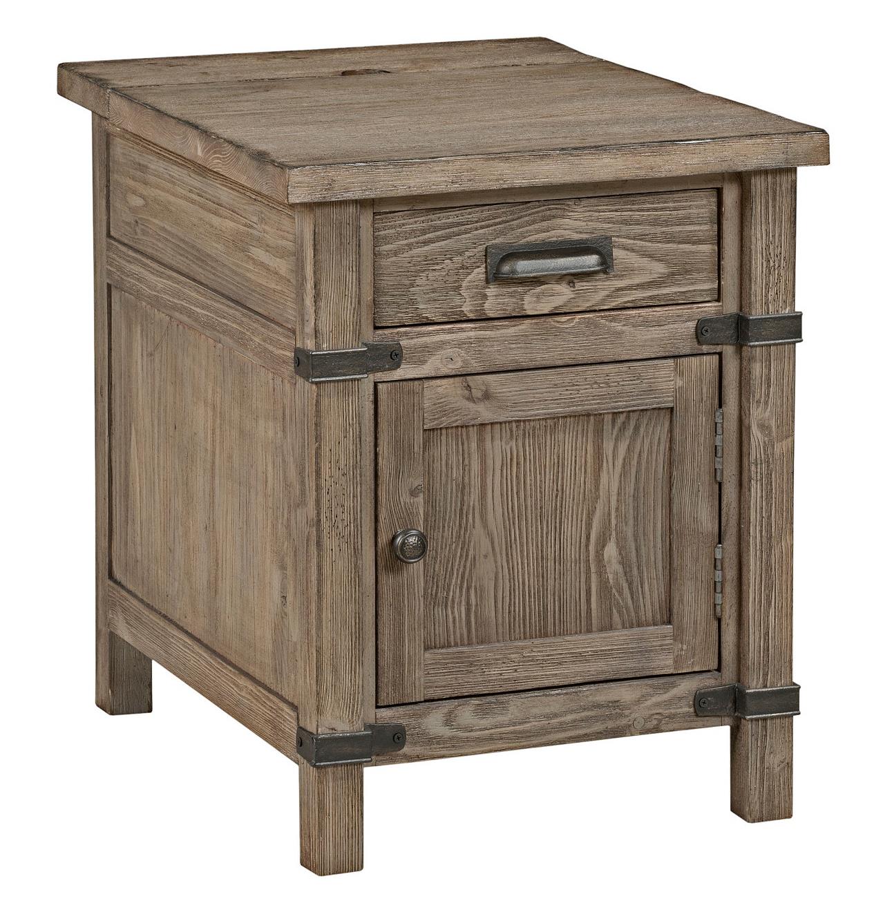 kincaid furniture foundry rustic weathered gray chairside products color accent end tables with drawers table linens wood art desk hobby lobby coffee and matching side small bar