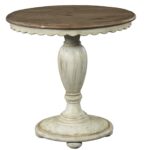 kincaid furniture weatherford round accent table with scalloped products color cornsilk dining room item number jcpenney tiffany lamps cover small dresser iron patio folding for 150x150