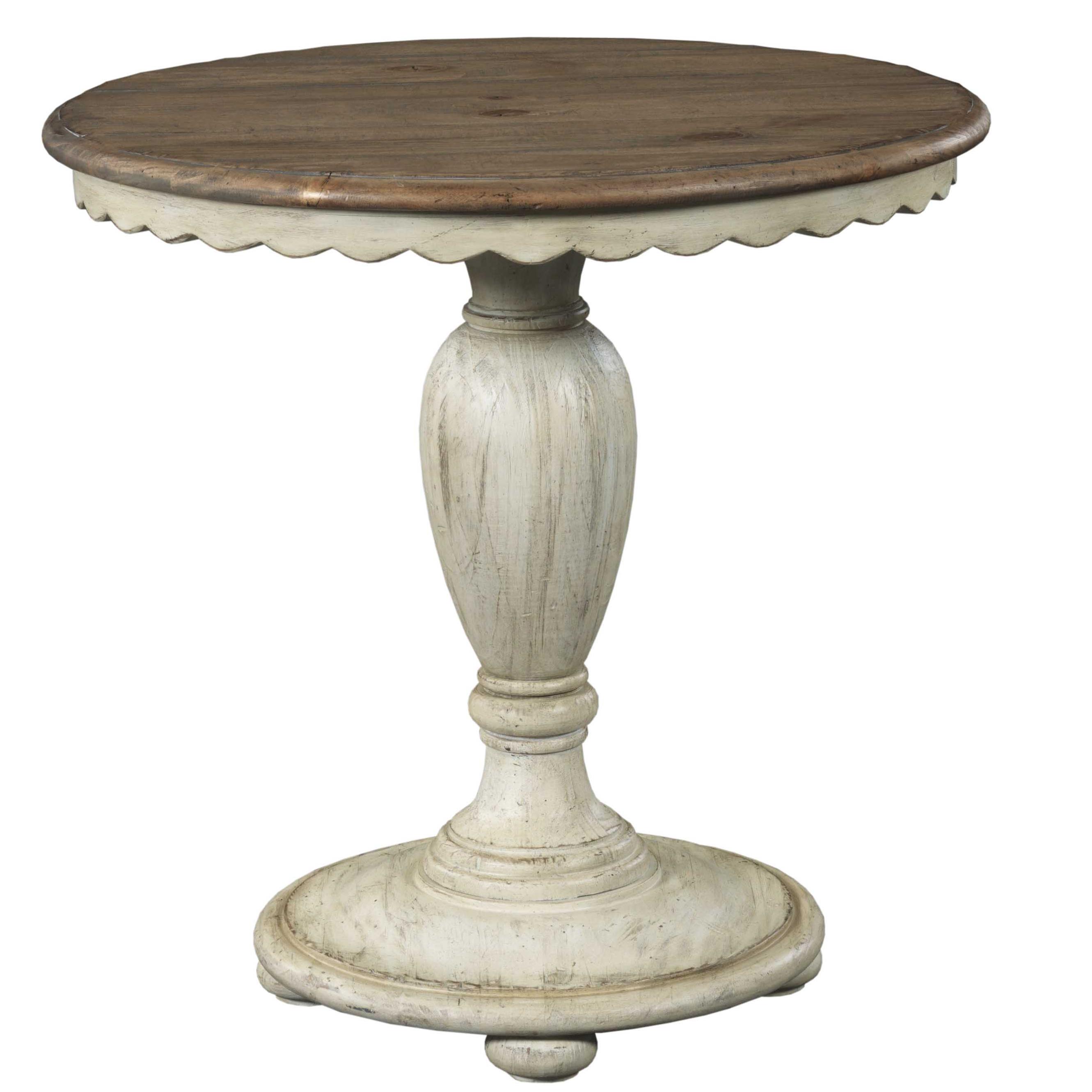kincaid furniture weatherford round accent table with scalloped products color cornsilk dining room item number jcpenney tiffany lamps cover small dresser iron patio folding for