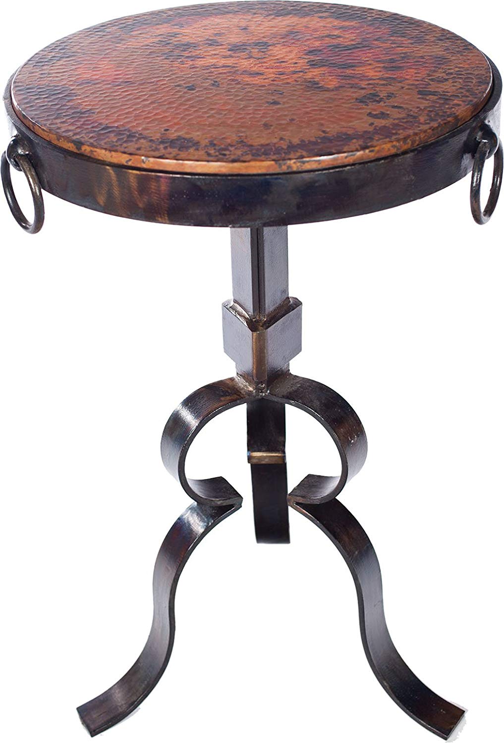 knox and harrison round iron occasional accent table gold hammered with copper top kitchen dining end door large outdoor home furniture wood coffee edmonton barnwood tall side