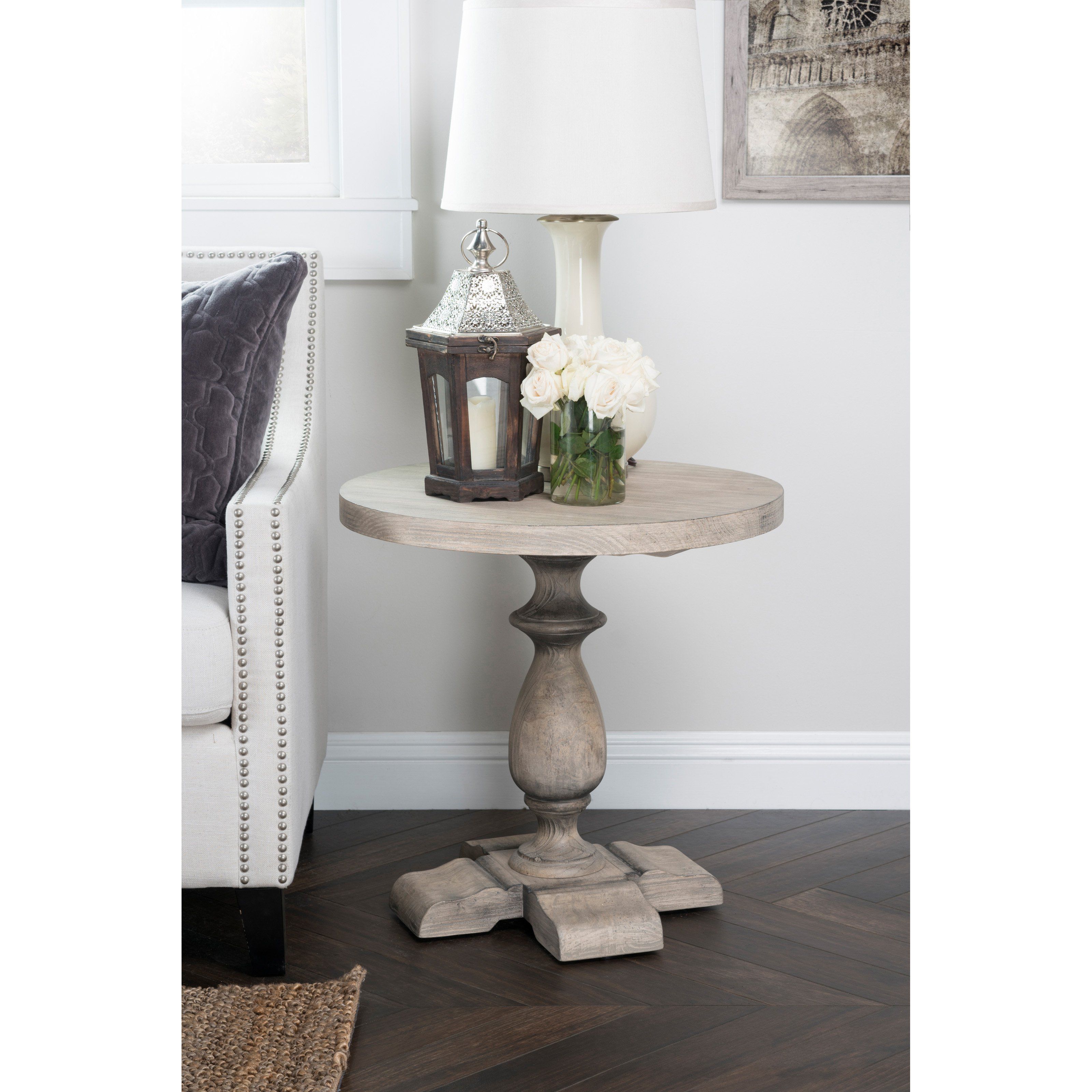kosas home rustic westminster warm grey round end table gray accent acrylic console ikea farmhouse coffee with storage baskets sheesham wood west elm rocking chair lucite nesting