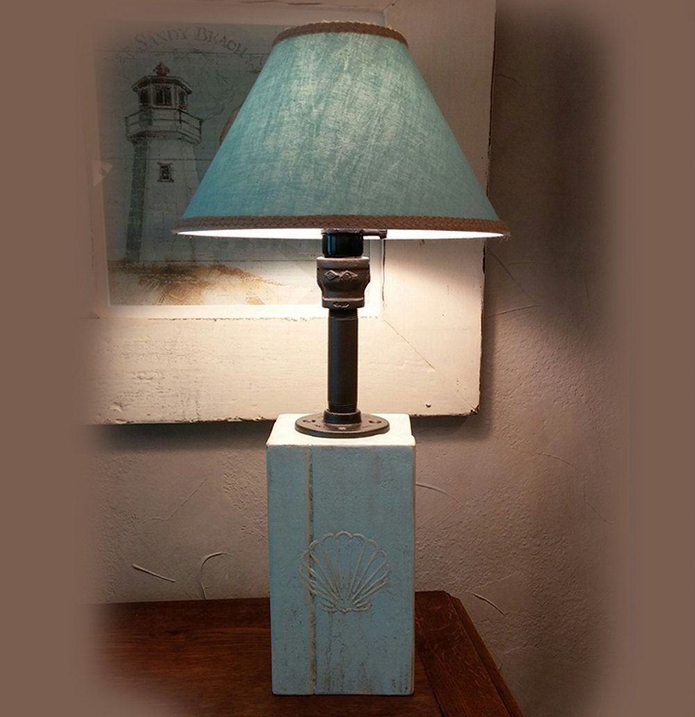 lamp blue beach table dresser wood base home rustic accent lamps industrial entrance pine end tables ethan allen buffet decorative chairs antique style side kitchen decor small