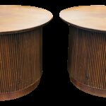 lane mid century drum walnut tambour side tables pair chairish outdoor table furniture decorative mirrors home decor ornaments best coffee for small living rooms simple trestle 150x150