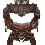 late century american savonarola chair with red leather susanne hollis inc upholstery and furniture seating accent occasional wood baroque table rococo dering hall lack side 150x150