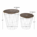 lavish home convertible round metal basket veneer wood top accent table side and office nesting end tables with storage set white low for living room rustic gray astoria patio 150x150