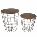 lavish home endtbl set nesting end storage black accent table with convertible round metal basket wood veneer top side tables kitchen colorful patio furniture dining room and 150x150